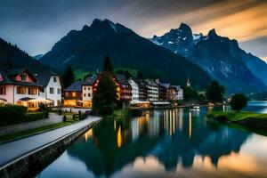 foto sfondo montagne, il cielo, acqua, il montagne, il lago, il montagne, il. ai-generato