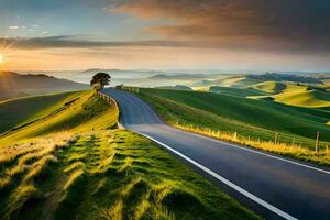 il strada per il sole. ai-generato foto