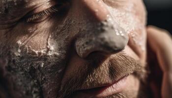 uno uomo barba e pelle cura routine nel natura bellezza generato di ai foto