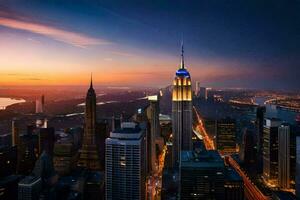 il impero stato edificio è visto a tramonto. ai-generato foto