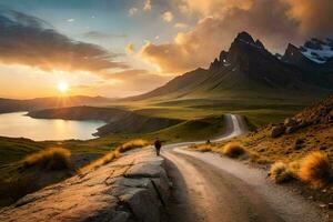 il strada per il lago. ai-generato foto