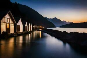 foto sfondo il cielo, montagne, acqua, lago, montagne, lago, montagne, acqua,. ai-generato