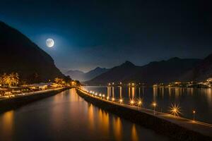 foto sfondo il Luna, notte, il chiaro di luna, il chiaro di luna, il Luna, il. ai-generato