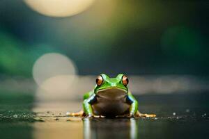 foto sfondo il rana, natura, il luce, il sfondo, il rana, il rana,. ai-generato