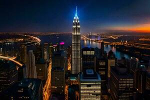 il petronas Torre è illuminato su a notte. ai-generato foto