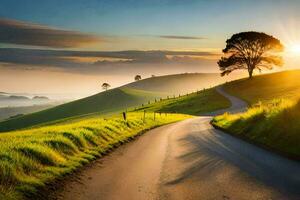 il strada per il sole. ai-generato foto