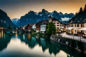 il cittadina di Hallstatt, Austria. ai-generato foto