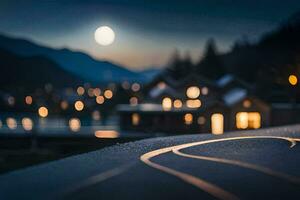foto sfondo il Luna, notte, il strada, il strada, il strada, il strada,. ai-generato