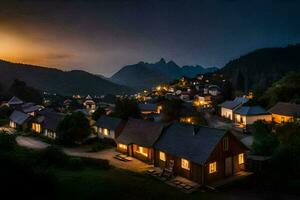 foto sfondo il cielo, montagne, notte, il villaggio, il villaggio, il villaggio, il. ai-generato