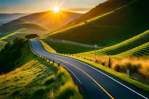 il strada per il tramonto. ai-generato foto