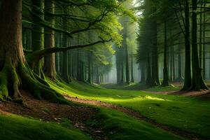 un' foresta con alberi e erba. ai-generato foto