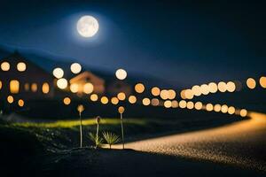 foto sfondo il Luna, notte, il strada, il strada, il strada, il strada,. ai-generato