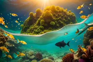 un subacqueo scena con corallo barriere e pesce. ai-generato foto