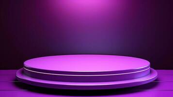 ai generato minimalista cerchio podio per Prodotto Schermo e presentazione con reale viola colore. viola podio per Prodotto promozione. foto