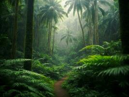 tropicale denso foresta sfondo ai generato foto