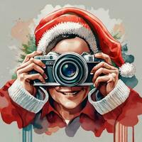 Natale grafico telecamera nel Santa cappello foto