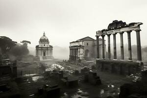 antico romano rovine a il romano Forum generativo ai foto