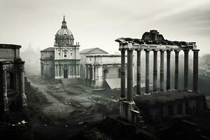 antico romano rovine a il romano Forum generativo ai foto