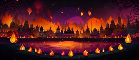 Diwali indù Festival concetto con India cittadina decorato per vacanza. ai generato foto