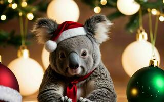 di koala Natale celebrazione festivo spirito nel il selvaggio ai generato foto