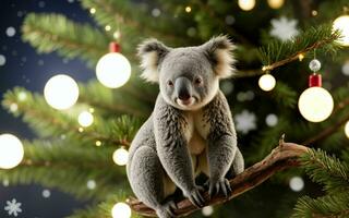 di koala Natale celebrazione festivo spirito nel il selvaggio ai generato foto