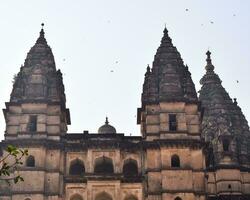 bellissimo Visualizza di orchha palazzo forte, raja Mahal e chaturbhuj tempio a partire dal jahangir mahal, orcha, madhya pradesh, jahangir Mahal orchha forte nel orcha, madhya pradesh, indiano archeologico siti foto