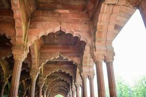 architettonico dettagli di lal qilà - rosso forte situato nel vecchio delhi, India, Visualizza dentro delhi rosso forte il famoso indiano punti di riferimento foto