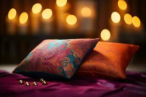 a tema festivo cuscini Diwali sfondo, ai generato foto