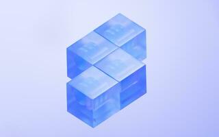 astratto cubo bicchiere geometria sfondo, 3d resa. foto