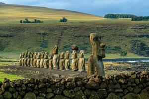 il antico moai su Pasqua isola di chile foto