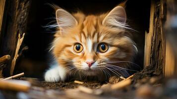 un' curioso gatto immagine, un' bellissimo animale domestico animale sfondo Immagine, ai generato foto