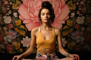 benessere attraverso femminile yoga e meditazione - ai generato foto