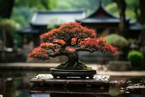 tradizionale giapponese Bonsai pianta arte ai generato foto