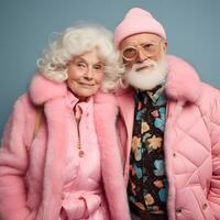 gli anziani romantico coppia ai generato composizione foto