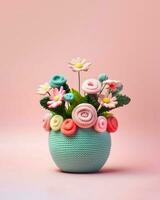 colorato a maglia fiori ai generato floreale preparativi foto