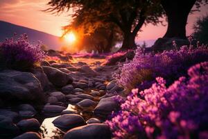 lavanda nel il foresta natura paesaggio ai generato foto