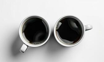 avvicinamento tiro di un' nero caffè tazza su un' tavolo. la creazione di utilizzando generativo ai utensili foto