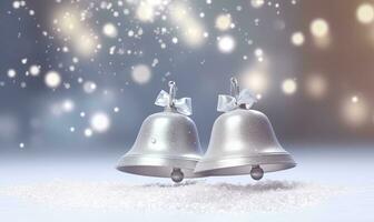 scintillante Natale campane nel un' magico Paese delle meraviglie. la creazione di utilizzando generativo ai utensili foto
