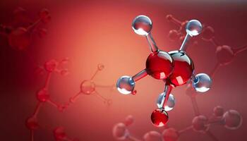 scienza sfondo con molecola e atomo modello. astratto molecolare struttura. ai generativo foto