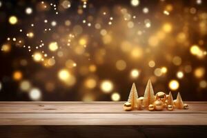Natale sfondo, nuovo anni d'oro bokeh. ai generativo foto