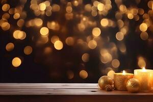 Natale sfondo, nuovo anni d'oro bokeh. ai generativo foto