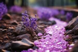 lavanda nel il foresta natura paesaggio ai generato foto