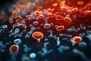 batteri nel microscopico Visualizza ai generato foto