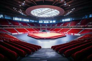 moderno ginnastica arena professionale pubblicità fotografia ai generato foto