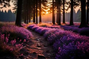 lavanda nel il foresta natura paesaggio ai generato foto