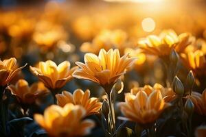 fiore campo nel luce del sole primavera o estate giardino professionale pubblicità fotografia ai generato foto