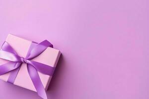 colorato regalo scatole presente con nastro e arco. per compleanno, Natale regalo o San Valentino occasioni concetto di ai generato foto