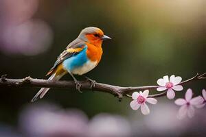 foto sfondo uccello, il fiori, il uccello, il fiori, il uccello, il fiori,. ai-generato