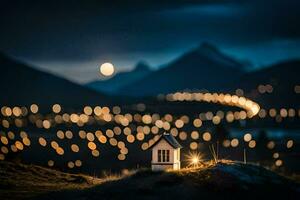 foto sfondo il cielo, montagne, notte, luce, il Luna, il luci, il Luna. ai-generato