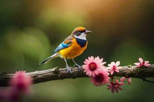 foto sfondo il cielo, fiori, uccello, uccello, uccello, uccello, uccello, uccello,. ai-generato